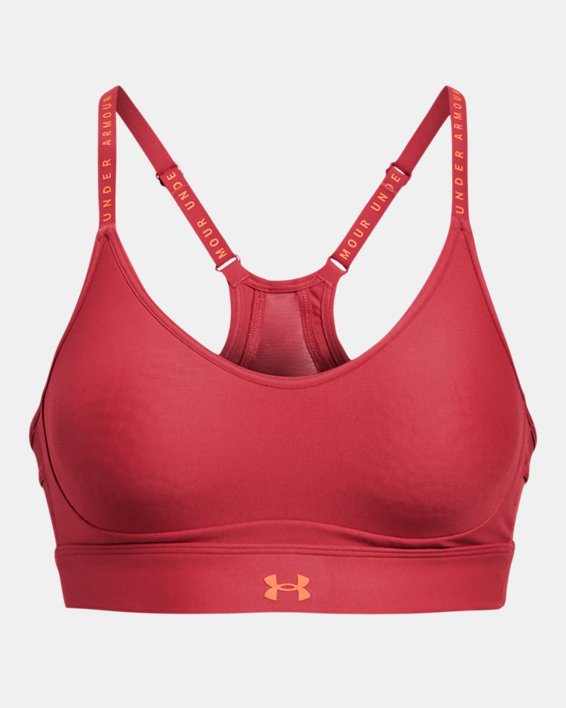 Women's UA Infinity Low Covered Sports Bra, Red, pdpMainDesktop image number 10